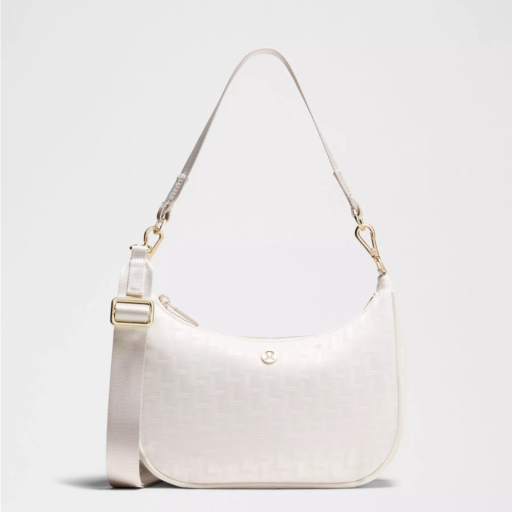 Lululemon City Essentials Small Shoulder Bag 3L L Monogram Jacquard White